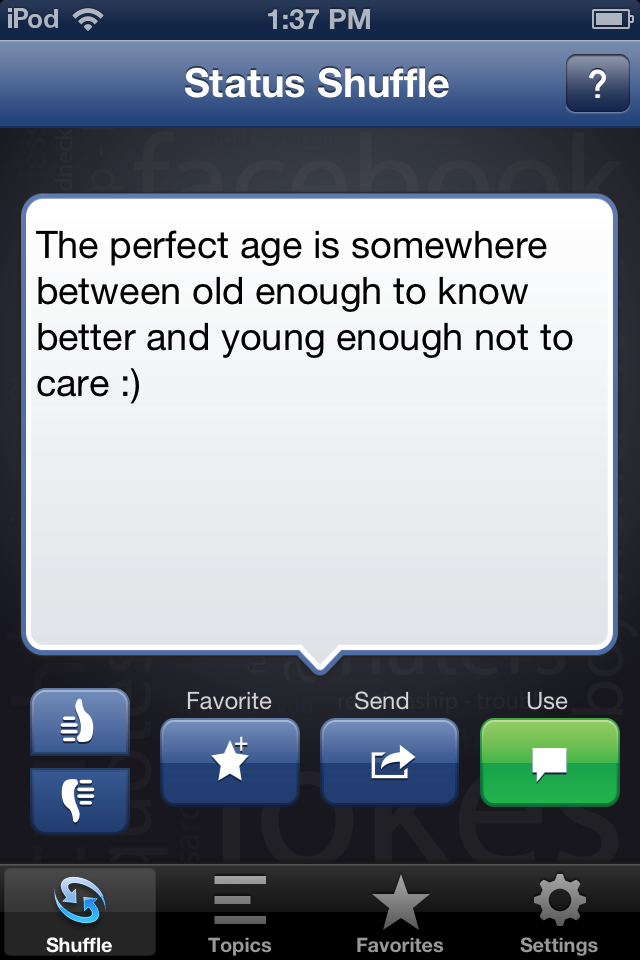 Status Shuffle for Facebook iPhone